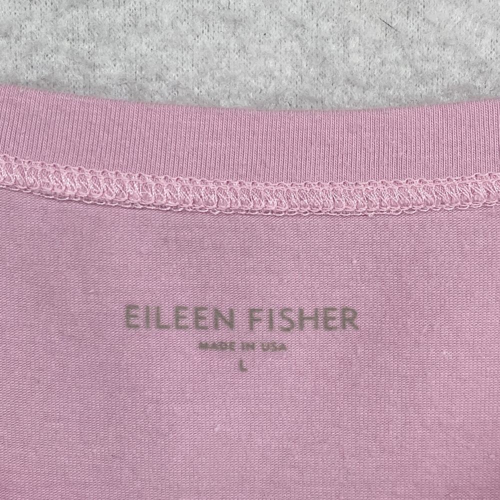 EILEEN FISHER Top L Stretch Organic Cotton Scoop Neck Short Sleeve Pink USA - Picture 5 of 11